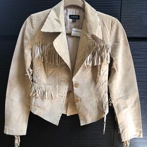 BEBE suede fringe jacket fitted